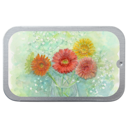 ガーベラとかすみ草２：透明水彩でお花の絵
